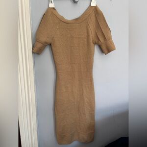 BEBE bodycon gold sparkle dress